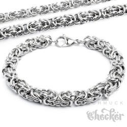 Silbernes Königsarmband aus Edelstahl poliert Herren Armband 1000 Ringe Königskette