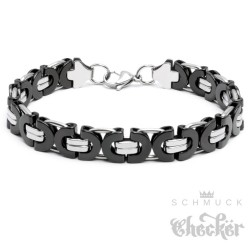 Edelstahl Männer Armband siber und schwarz Königskette Armkette hochwertig Hiphop Biker