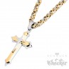 Herren Edelstahl Halskette Kreuz Anhänger silber gold + 60cm Königskette für Männer