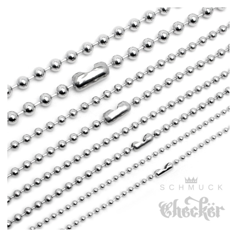 Kugelkette aus Edelstahl Herren Halskette Kette dick für Anhänger dünn silber