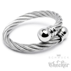 Flexibler Stahlseil Ring aus Edelstahl silber Damen Herren Wickelring Geschenk
