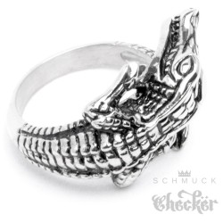 Edelstahl Ring Krokodil Alligator Echse silber detailliert hochwertig neu