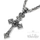 Edelstahl Kreuz Anhänger + Königskette Löwe Krone silber Halskette Bikerschmuck