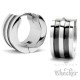 Edelstahl Herren Ohrringe Klapp-Creolen silber schwarz poliert streifen 13mm Ø