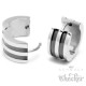 Edelstahl Herren Ohrringe Klapp-Creolen silber schwarz poliert streifen 13mm Ø