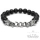 Perlen Bead Armband Lavastein schwarz silber Drache Männer Panzerarmband Bikerschmuck