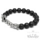Perlen Bead Armband Lavastein schwarz silber Drache Männer Panzerarmband Bikerschmuck