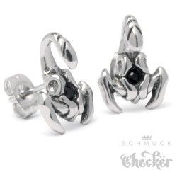 Edelstahl Herren Damen Ohrstecker Skorpion Ohrringe Zirkonia silber Sternzeichen