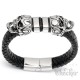 Echt Leder Biker Armband Totenkopf Schädel Skull schwarz silber Edelstahl Männer