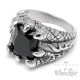 Edelstahl Männer Ring Onyx Stein Klaue Krallen verziert silber schwarz Stein Gothic