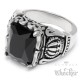 Edelstahl Herren Ring Onyx Stein Krone verziert silber schwarz Gothic Bikerring