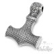 Edelstahl Anhänger Hammer Mjölnir Gott Thor silber massiv hochwertig + 55cm Kordelkette