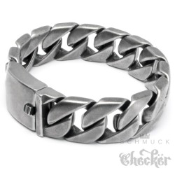 Massives XL Edelstahl Herren Armband Panzerkette dunkel grau schwer retro Stahl