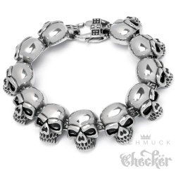 Totenkopf Armband Edelstahl groß silber Männer Harley Skull Bikerschmuck 21,5cm