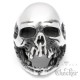 Massiv Edelstahl Ring Totenkopf Schädel silber alt zerfallen Pirat Bikerring