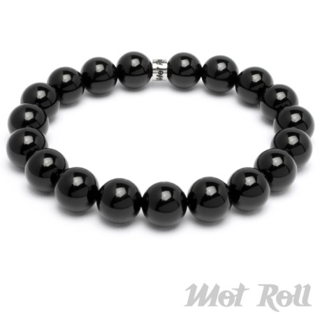 Mot Roll Bead Perlen Armband Herren Männer schwarz Achat Onyx Menbeads