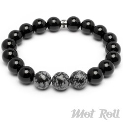 Mot Roll Bead Perlen Armband Herren Männer schwarz Achat Jaspis Onyx Menbeads