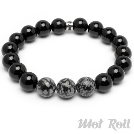 Mot Roll Bead Perlen Armband Herren Männer schwarz Achat Jaspis Onyx Menbeads