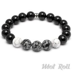Mot Roll Bead Perlen Armband Herren Männer schwarz weiß Achat Onyx Menbeads