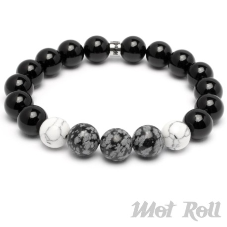 Mot Roll Bead Perlen Armband Herren Männer schwarz weiß Achat Onyx Menbeads