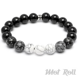 Mot Roll Bead Perlen Armband Herren Männer schwarz weiß Achat Onyx Menbeads
