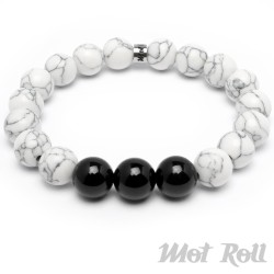 Mot Roll Bead Perlen Armband Herren Männer weiß schwarz Stein Menbeads