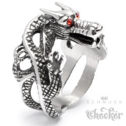 Edelstahl Herren Ring nordischer Widder Thor silber schwarz Sternzeichen Biker