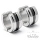 Herren Ohrringe silber mit schwarzem Streifen Edelstahl Klapp-Creolen poliert 13mm Ø