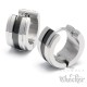 Herren Ohrringe silber mit schwarzem Streifen Edelstahl Klapp-Creolen poliert 13mm Ø