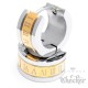 Herren Ohrringe silber & gold mit römischen Zahlen Edelstahl Klapp-Creolen 13mm Ø