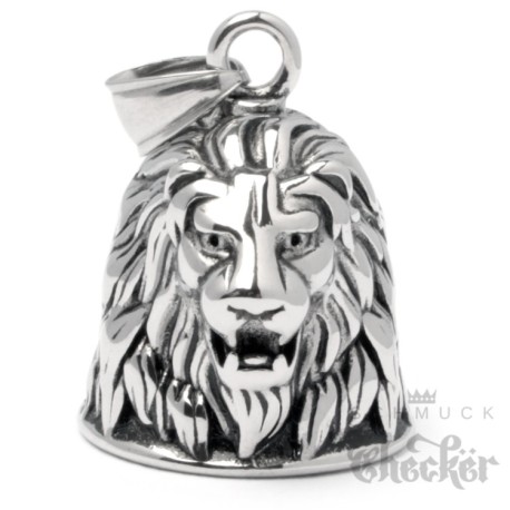 Löwenkopf Bikerbell aus Edelstahl detailliert Lion Löwe Motorrad Glocke Glöckchen