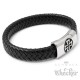 Schwarzes Lederarmband mit Eisernem Kreuz geflochten Edelstahl Ritterkreuz Biker