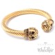 Goldener Totenkopf Armreif aus Edelstahl flexibel Schädel Skull verziert