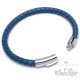 Blaues Armband aus echtem Leder mit Edelstahl Verschluss geflochten 6mmØ