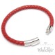 Rotes Armband aus echtem Leder mit Edelstahl Verschluss geflochten 6mmØ