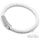 Weißes Armband aus echtem Leder mit Edelstahl Verschluss geflochten 6mmØ