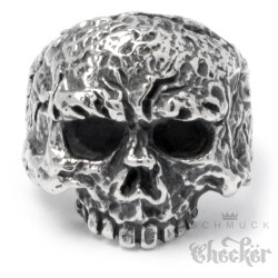 Alter Totenkopf Ring aus Edelstahl Bikerring Piraten Schädel verrottet Skull