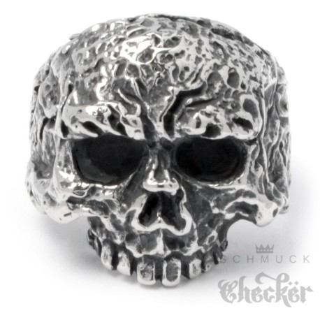 Alter Totenkopf Ring aus Edelstahl Bikerring Piraten Schädel verrottet Skull