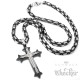 Herren Edelstahl Halskette Kreuz Anhänger silber & gold Zirkon + 60cm Königskette