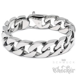 Massives Panzerarmband aus Edelstahl Männerarmband silber breit schwer Bikerschmuck