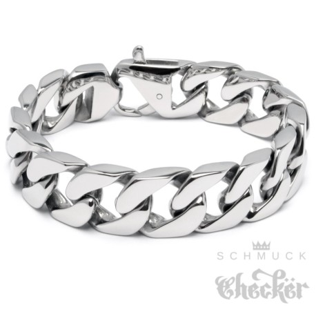 Massives Panzerarmband aus Edelstahl Männerarmband silber breit schwer Bikerschmuck