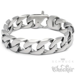 Massives Panzerarmband aus Edelstahl Männerarmband silber matt gebüstet Bikerschmuck