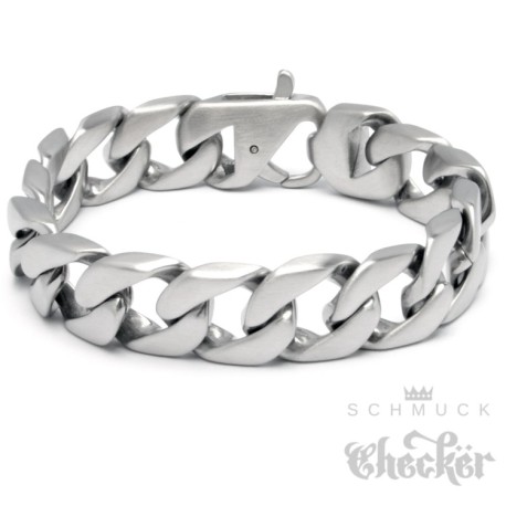 Massives Panzerarmband aus Edelstahl Männerarmband silber matt gebüstet Bikerschmuck