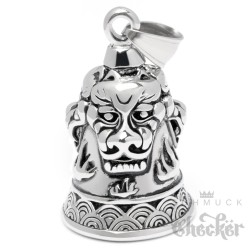 Biker-Bell mit Lilien-Kreuz aus Edelstahl Motorrad Glücksglocke silber Fleur de Lis