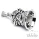 Biker-Bell mit Lilien-Kreuz aus Edelstahl Motorrad Glücksglocke silber Fleur de Lis