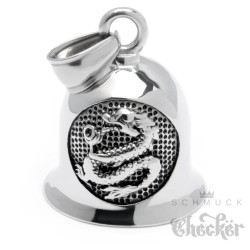 Biker-Bell mit Lilien-Kreuz aus Edelstahl Motorrad Glücksglocke silber Fleur de Lis