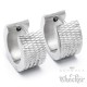 Edelstahl Herren Ohrringe breite Klapp-Creolen silver geriffelt glizernd 13mm Ø