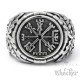 Edelstahl Wikinger Ring nordisch germanisch keltisch Vegvisir Runen-Kompass Bikerring