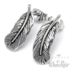 Feder-Ohrstecker aus Edelstahl Indianer Ohrringe silber hochwertig Schmuck Geschenk