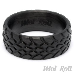 Mot Roll Schwarzer Carbon Ring mit Reifenprofil Reifen Bikerring Männergeschenk